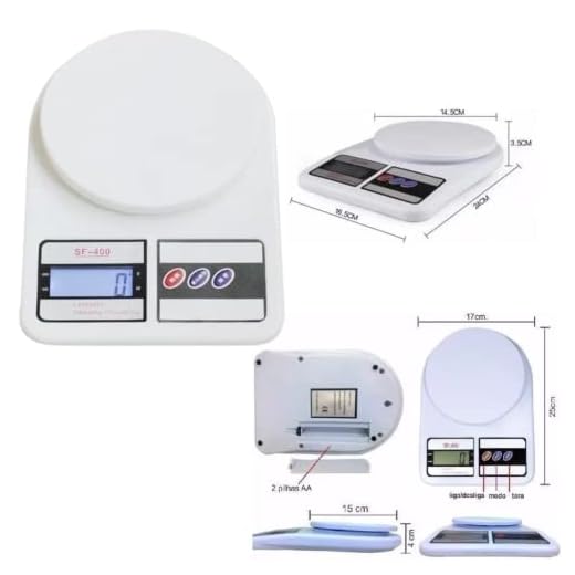 Balança Digital de Cozinha, SF-400, Até 10 kg, Escala 1 grama