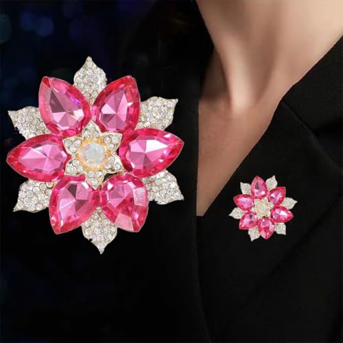 Image of Rhinestone Sunflower Brooch Pin for Women Red Black Purple Large Flower Broochs Snowflake Brooch Marquise Wreath Brooches Jewelry