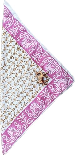 100% Hand Printed Cotton Bandana For Women - High Quality Hand Block Bandanas For Women - Unique Pink Paisley Design Scarf, Premium Kerchiefs, Bandanas For Men and Women3