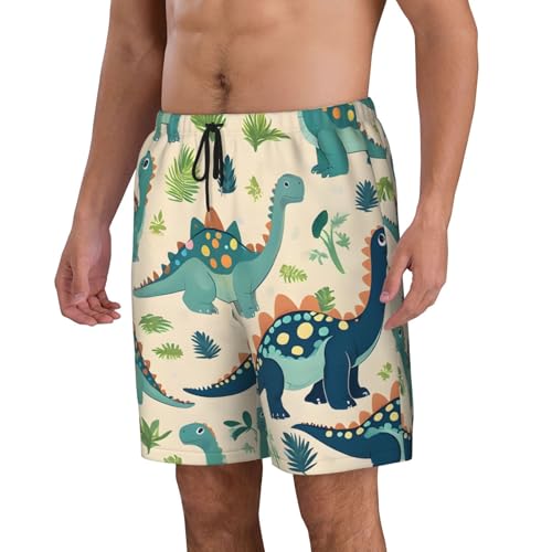 Cute Dinosaur Print Men's Beach Pants Lightweight Quick-Dry Swim Pants with Mesh Lining for Men2