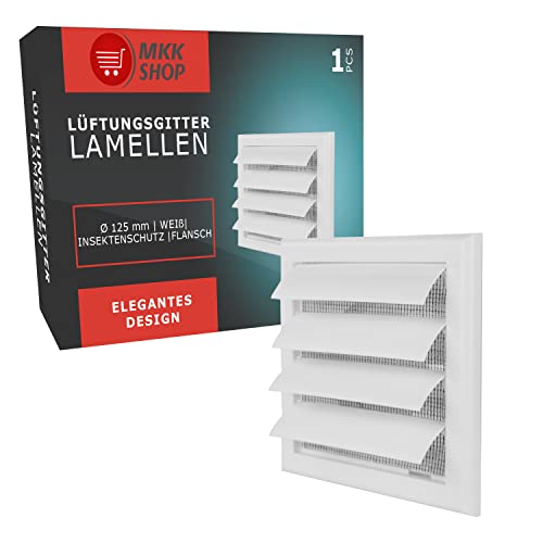 Solapa de gravedad de ventilación de aire para conducto de 125 mm, plástico blanco (TN4) Cover