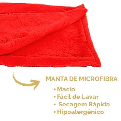 Manta Cobertor PET Tecido Soft Extra Macio (Vermelho)