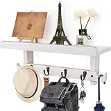 Emfogo Coat Rack Wall Mount 16.9" Key Holder Wall Mount with 6 Coat Hooks Rustic Wall Coat Rack with
