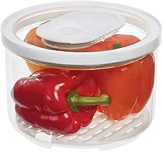 iDesign iD Fresh BPA-Free Recycled Plastic Produce Kitchen Storage Bowl, Fridge Organiser, Suitable for Fruit and Veg Storage, Large, Clear/ White/ Green
