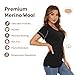 MERINNOVATION Women Merino Wool T-Shirt Short Sleeve Women's Activewear Undershirt Tees Women's Athletic Wicking Base Layer Black