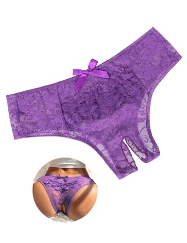 [ohyeah] オーイェー レディース穴空き 下着 大きいサイズパンティ セクシーTバック 股割れショーツ レース 着心地良い 過激 柔らかい オープンショーツ - 画像1