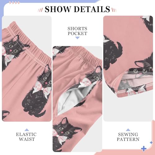 Pajama Pants Cute Cats with Bows PJ Bottoms Sleepwear Lounge Sleep Pant with Pockets4