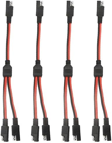 WMYCONGCONG 4 PCS 14AWG SAE Y Splitter SAE 1 to 2 SAE Connector Quick Release Quick Disconnect Car Solar Power Charging Extension Cable 11inch for Automotive Solar Panel