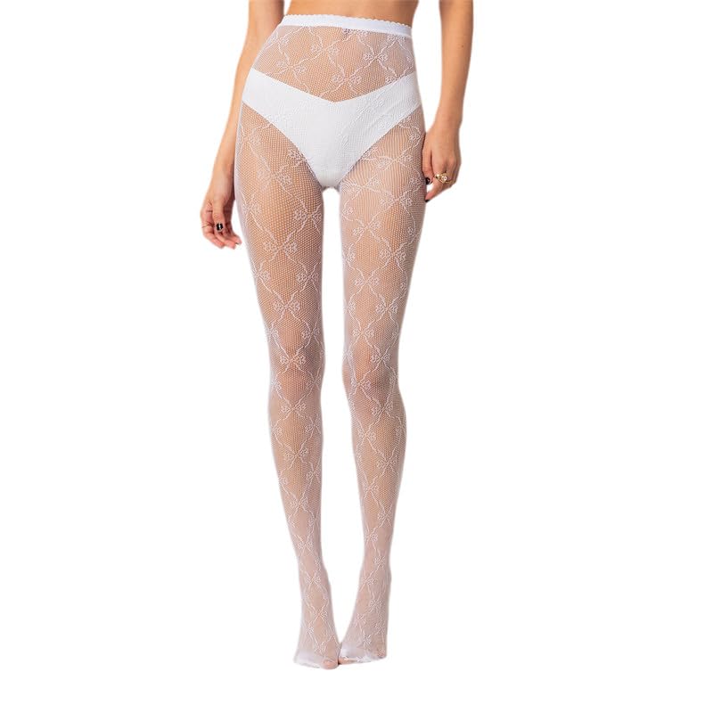 Image of Vintage 60s Printed Funky Tights for Women Y2K Tie Dye Mesh Pantyhose Skinny Body Shaping Leggings Streetwear