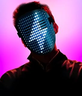 MEGOO led Mask With 50 Presets Pattern,For Party Masquerade Dj Costume Party,Halloween Led Glow Light Up Mask for Adult Kid