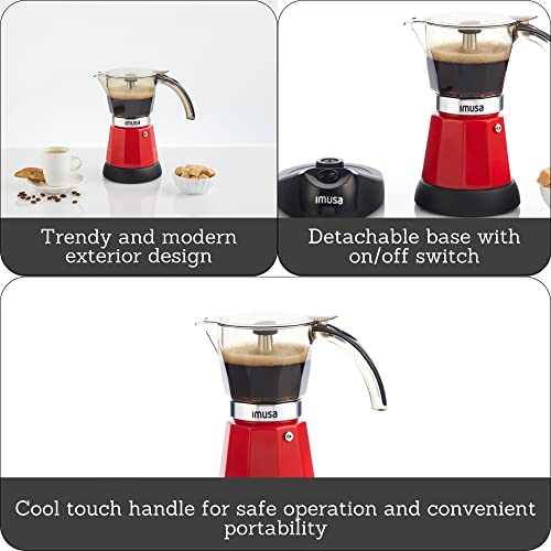 IMUSA 6 or 3cup Electric Espresso Maker, Red by Imusa - Image 2
