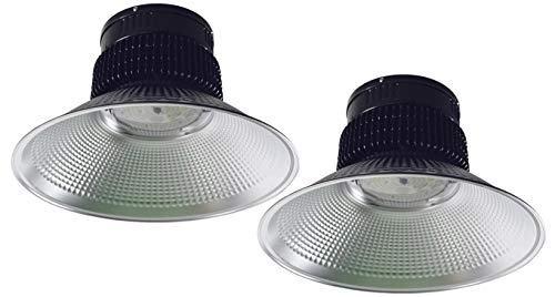 100w Round High Bay Light with Reflector 2 Pack - 13500Lm, 120v-277v, 5000k UFO Lighting Fixture Daylight LED Lights, Corrosion & Static Resistance - Stainless Steel Chain Included (100w, 2 Pack)