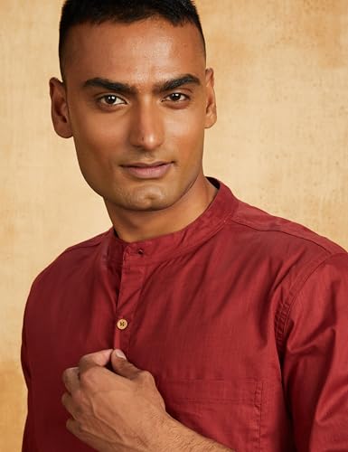 Image of Amazon Brand - Symbol Men's 100% Cotton Solid Short Length Casual Kurta - Regular Fit (Available in Plus Sizes)