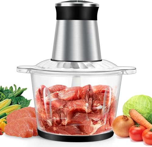 SKY-TOUCH Multi Chopper & Mincer 500W Food Grinder Chopper 2 Speed 6 Detachable SS Blades for Chopping Ice Crushing Meat Mincing Grinding Pureeing Anti Slip Ring 3L Working Capacity