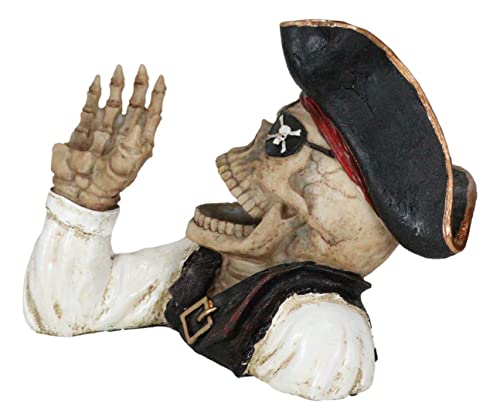 Ebros Gift Bootleg Rum Gold Tooth Pirate Captain Hook Skeleton Skull Wine Holder Figurine Evil Dead Sea Skeleton Pirate Marauder Kitchen Accent Decor Centerpiece #TOP2