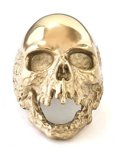 JAJAFOOK Jewelry Men's Stainless Steel Gold Tone Gothic Skull Rings, Domineering, Biker, High Polished2