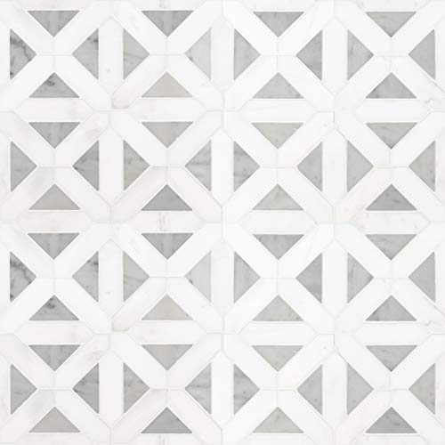Msi Bianco Dolomite Geometrica Polished Marble Tile For Kitchen Backsplash, Wall Tile For Bathroom, Accent Wall Tile, And Shower Wall Tile 12 In. X 12 #TOP3