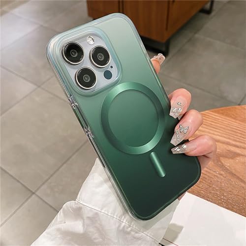 Coque de téléphone magnétique de luxe pour iPhone 15 bumper armure vert mat