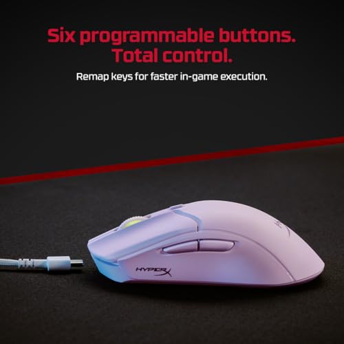 HyperX Pulsefire Haste 2 Wireless Gaming Mouse for PC 26K Sensor | Native DPI of up to 26,000 | Tracking speed of up to 650 IPS | Smooth, low-friction skates NGENUITY Software