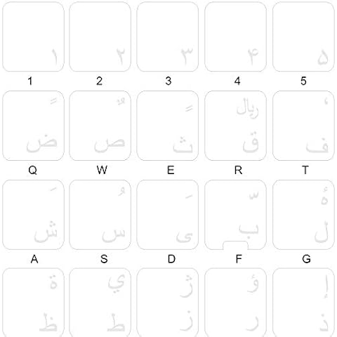 FARSI (Persian) Keyboard Sticker with White Lettering ON Transparent Background for Desktop, Laptop and Notebook Cover