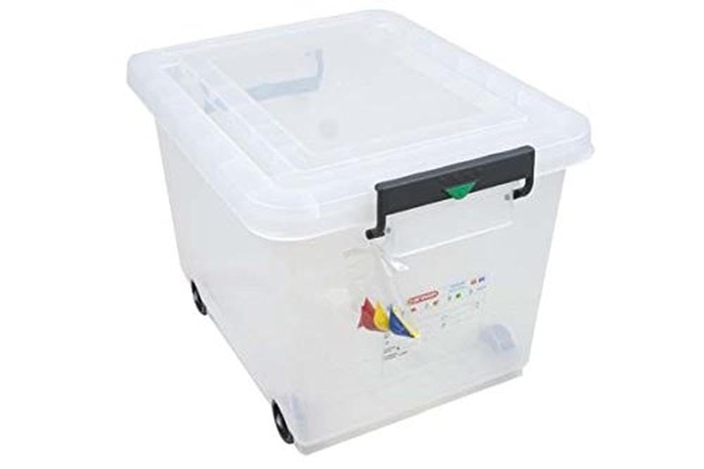 Araven 91183 contenitori per alimenti, coperchio con ruote e clip di colore, 50 l, 530 mm x 396 mm x 379 mm