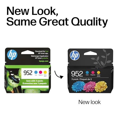 Image of HP 952 Cyan, Magenta, Yellow Ink Cartridges (3-Pack) | Works with Printer Series: OfficeJet 8702, OfficeJet Pro 7720, 7740, 8210, 8710, 8720, 8730, 8740 | Eligible for Instant Ink | N9K27AN