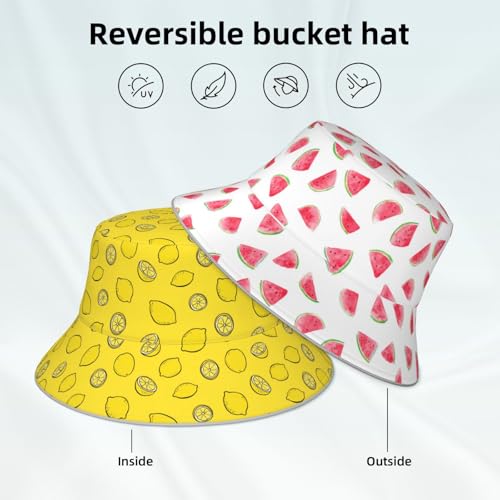 Image of Bucket Hat Double-Side-Wear Reversible Sun Hat Beach Travel Hiking for Women Men