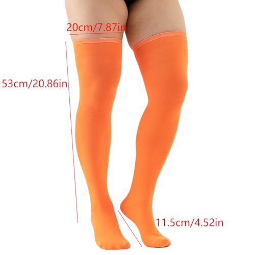 Image of Plus Size Thigh High Knit Socks Long Stretchy Sock Women Over Knee High Stocking Leg Warmers Solid Color