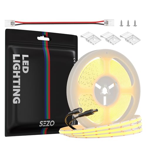 Tira LED SEZO COB 3000K Blanco Cálido 16.4ft 10mm miniatura 1