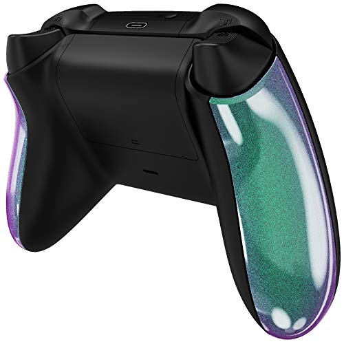 Image of eXtremeRate Replacement Side Rails Grip for Xbox Core Wireless Controller, Chameleon Green Purple Accessories Back Panesl Handles Cover Shell for Xbox Series X & S Controller