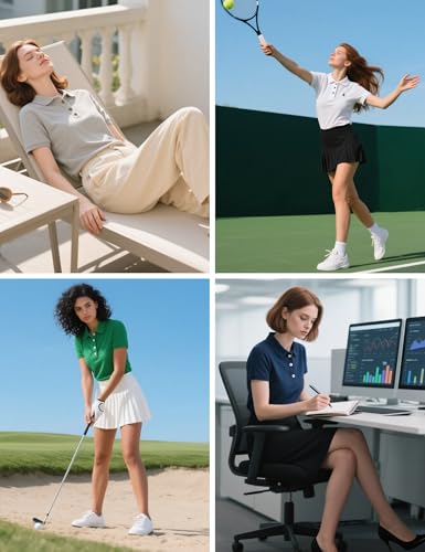 Image of Womens Polo Shirts UPF 50+ Quick Dry Short Sleeve Collared Golf Shirt