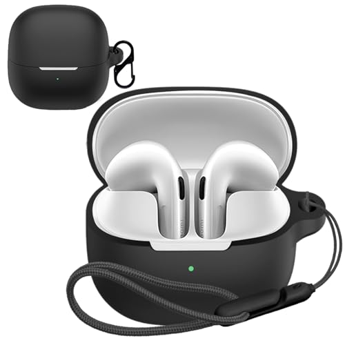 For Xiaomi Buds 6 �p �P�[�X �J�o�[ �yNOUKAJU�z ���C�����X �C���[�z�� �V���R�� �ی�P�[�X �i�J���r�i�t��+�X�g���b�v�t�� �j �����h�~ �L�Y�h�~ �ϏՌ� �����[�d�\ �h�� �h�o (�u���b�N)
