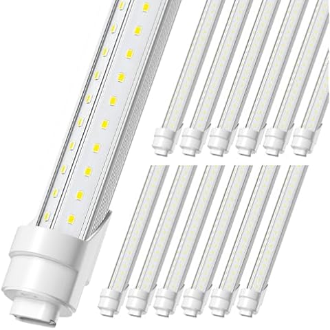ELEKICO 8FT LED Bulb, 8FT Led Shop Light R17D V Shaped, 8 Foot LED Bulbs 6000K 75W 9500LM, 8 Foot Shop Light, T8/T10/T12 Led Tube Light Replacement, Dual-End Powered Ballast Bypass, Pack of 12 Cover
