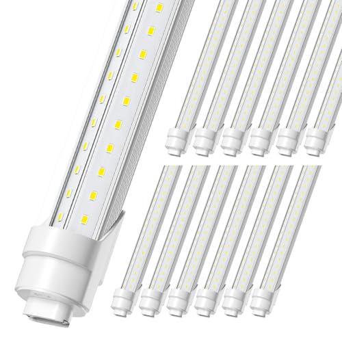 ELEKICO 8FT LED Bulb, 8FT V Shaped Shop Light, 8 Foot 6000K 75W 9500LM, T8/T10/T12 Led Tube Light Replacement, Dual-End Powered Ballast Bypass, Pack of 12
