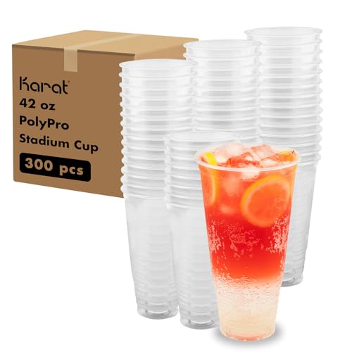Karat [42oz - 300ct PP Plastic Cold Disposable Plastic Cups - BPA-Free 117mm Diameter Drinking Cups for Cold Beverages Iced Coffee Water Ideal for Parties and Events