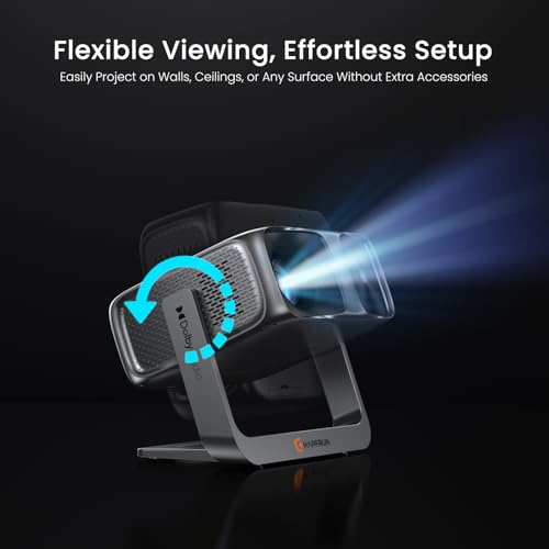 Image of 2000 ANSI Official Licensed Google TV Outdoor Projector 4K Decoding, Smart Projector with Wifi and Bluetooth, Auto Focus, Dolby Sound, Built-in Apps, HAPPRUN Indoor Home Theater with 270 Stand