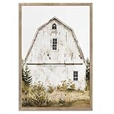 Country Barn Wall Art Farmhouse Pictures Wall Decor Rustic Old Barn Canvas Wall Art Vintage Farm Landscape Painting Canvas Nature Scenic Artworks Kitchen Bedroom Home Decorations 16x24inchs, No Framed