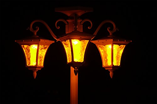 Sun-Ray 312011 Vittoria 3-Head Solar LED Lamp Post and Planter, Dual Amber/White Light Switch, 7ft, White, Batteries Included - Thumbnail 6