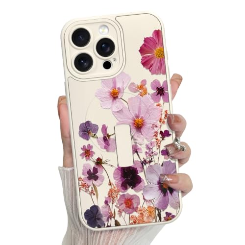MZELQ for iPhone 15 Pro Case Cute Floral Flower Pattern -Purple