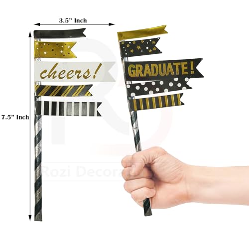 Image of Rozi Decoration Graduate Cake Topper for Decoration Items, Congratulation Decor, Graduation Party Set of 2 Pcs