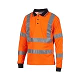 UPOWER HL199OF-XL U-Power HL199OF-XL-Polo Manga Larga alta visibilidad gama HI-Light Modelo Shine Orange Fluo Talla XL, czarny