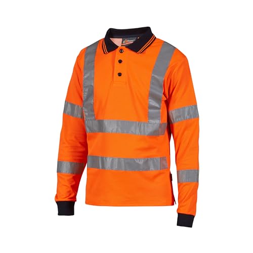 UPOWER HL199OF-XL U-Power HL199OF-XL-Polo Manga Larga alta visibilidad gama HI-Light Modelo Shine Orange Fluo Talla XL, czarny