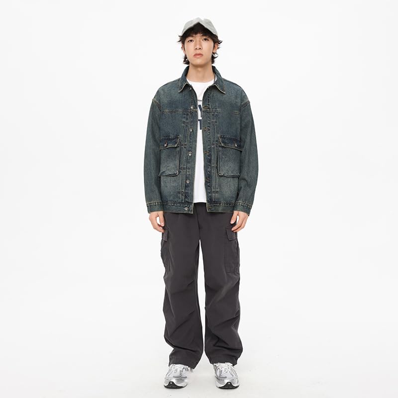 Men's Denim Jacket Male's Loose Casual Outerwear Denim Coat2