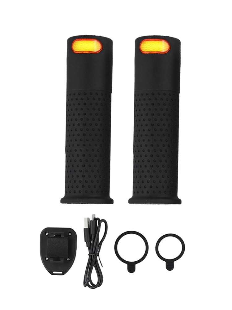 1 paio di manopole per manubrio di scooter elettrico, luci di direzione integrate sinistra e destra, impugnature antiscivolo in silicone, per Xiaomi M365 Pro 1 Pro 2 Mi3, 135 mm (nero)