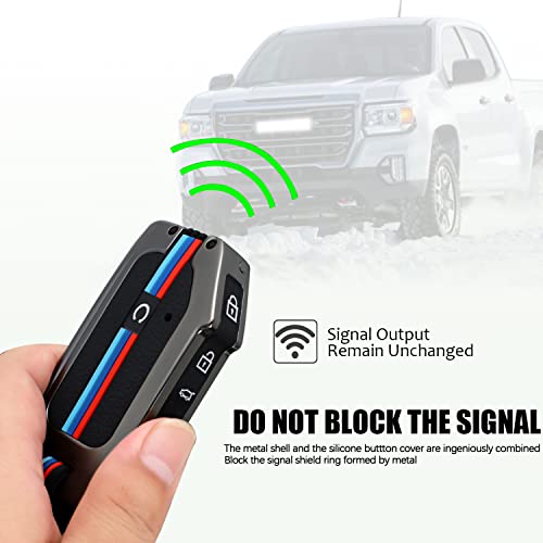 Lyonuczs - Kia Key Fob Cover, Premium Metal Shell and Soft Silicone with Keychain Full Protection Car Key Fob, Metallic Grey, Universal, Metallic Grey, Universal