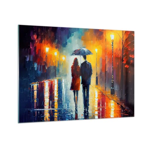 Quadro su Vetro Coppia Romantico Camminare Stampe da Parete in Vetro 70x50cm Quadri Moderni Soggiorno Camera da Letto Cucina 1 pezzo Piccoli Decorazione Murale Wall Art Grafica Immagini GAA70x50-6011