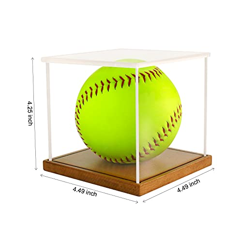 LuxRound Softball Display Case, Plastic Display Holder for Official Size Softball, Clear Display Cube for Autographed Softball Memorabilia Display Case UV Protected Acrylic Box Fit 12\" Softball - Thumbnail 3