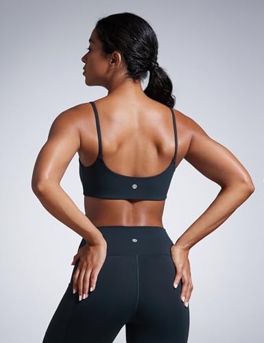 Image of CRZ YOGA Butterbreeze Scoop Neck Sports Bras | Medium Support, Removable Pads, Training, Fast Dry, Spaghetti Straps, U Back, for Women