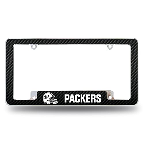 Rico Industries NFL Green Bay Packers Black All Over Chrome Frame 12" x 6" Car/Truck Auto Accessory