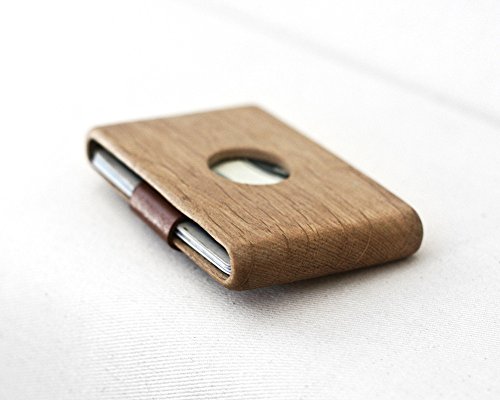 IPPINKA Wood Wallet, Oak Wood with Leather Pull-Out Strap, Minimalist Wallet for Men or Women, Slim Card and Money Bill Holder2
